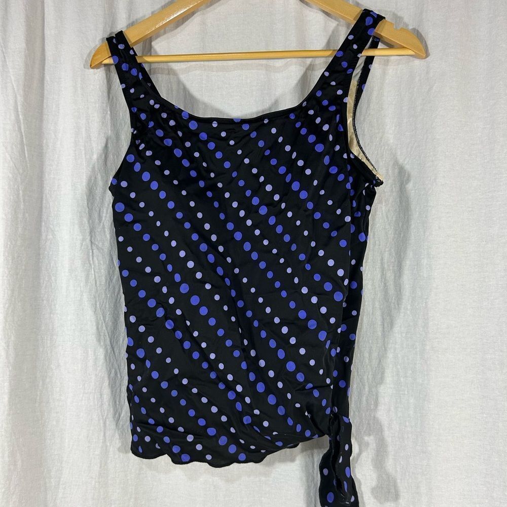 Maxine of Hollywood Black and Blue Polka Dot Swim Camisole